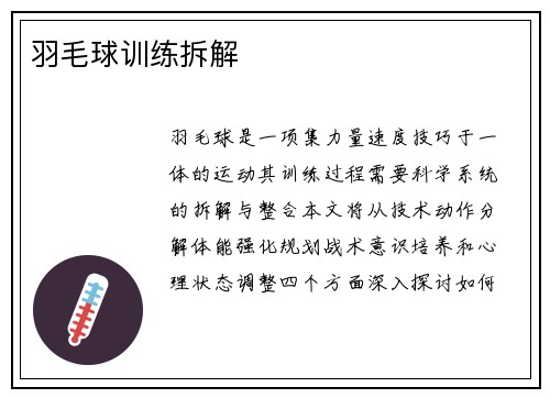 羽毛球训练拆解